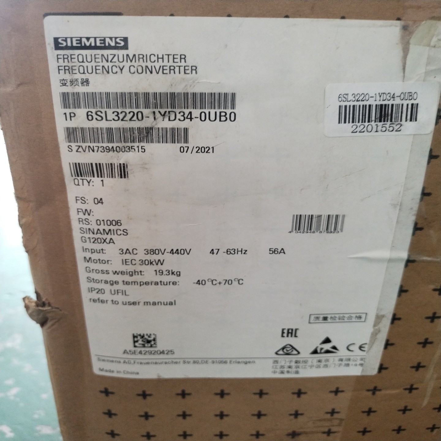 议价议价6SL3220－1YD34－0UB0