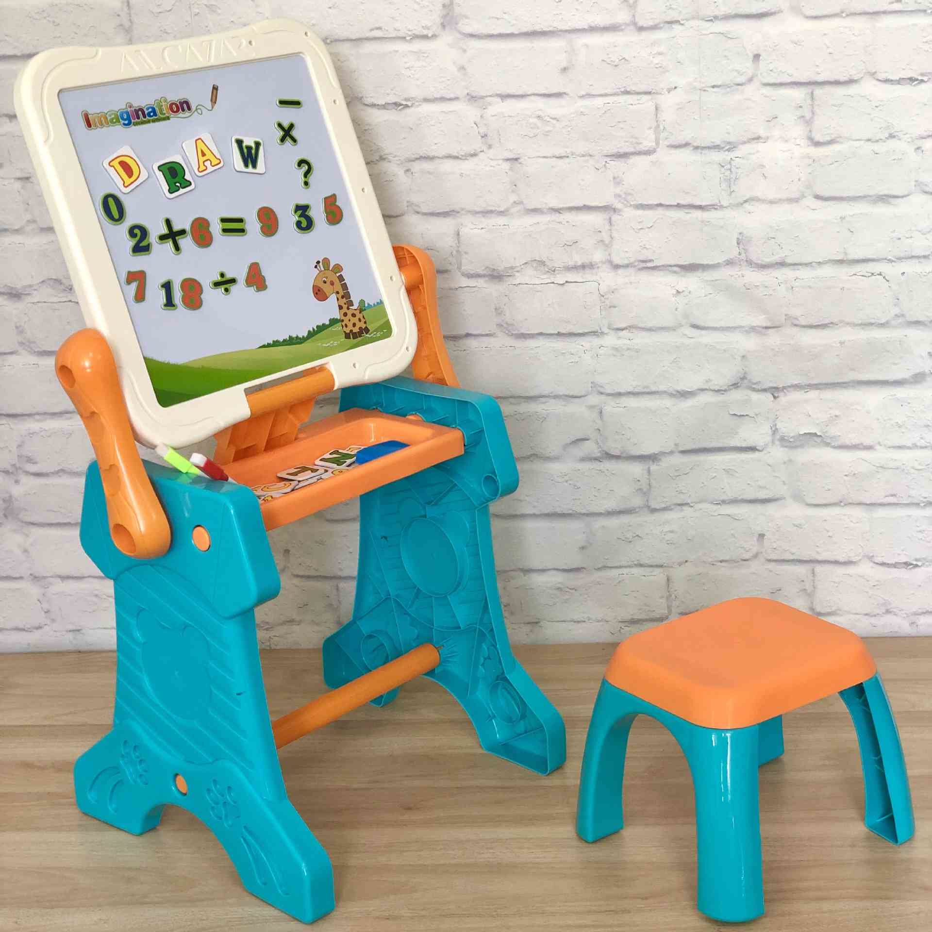 儿童双面二合一画板积木桌多功能绘画板黑板宝宝学习桌玩具