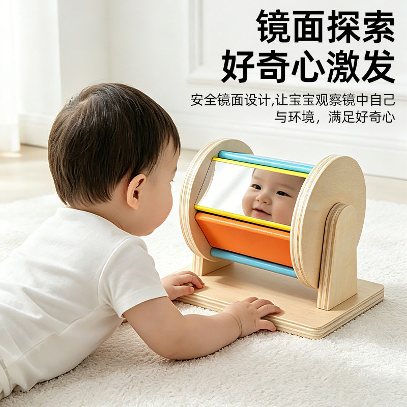 新款彩虹木质音乐翻翻鼓婴幼早教