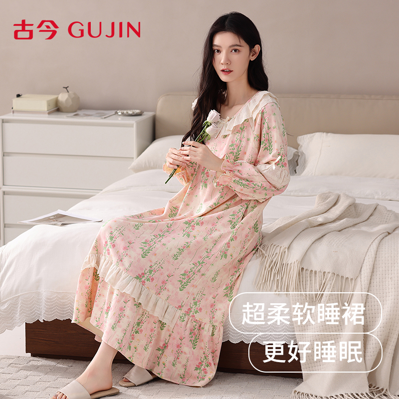 古今纯棉睡裙女款春秋款长袖