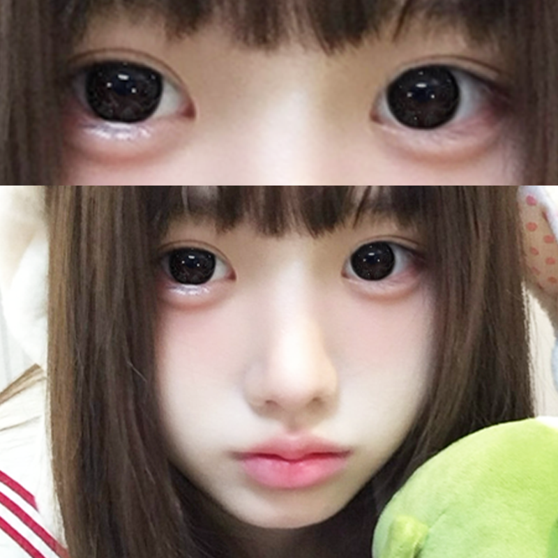 OVOLOOK咕咕黑半年抛美瞳大小直径黑色日常款隐形眼镜官方旗舰店N