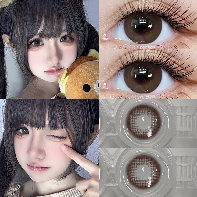 OVOLOOK可可蜜糖棕色美瞳半年抛小直径自然显色彩色隐形眼镜正品E