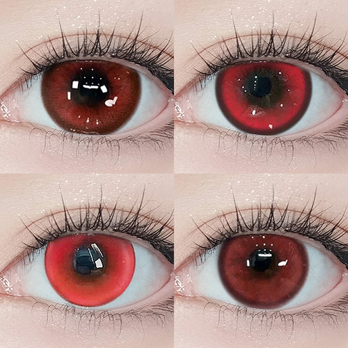 OVOLOOK万圣节红色美瞳cos半年抛正品大直径三明治彩色隐形眼镜F