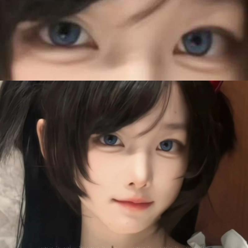 OVOLOOK海盐团团半年抛美瞳大直径蓝色深邃混血款隐形眼镜旗舰店N