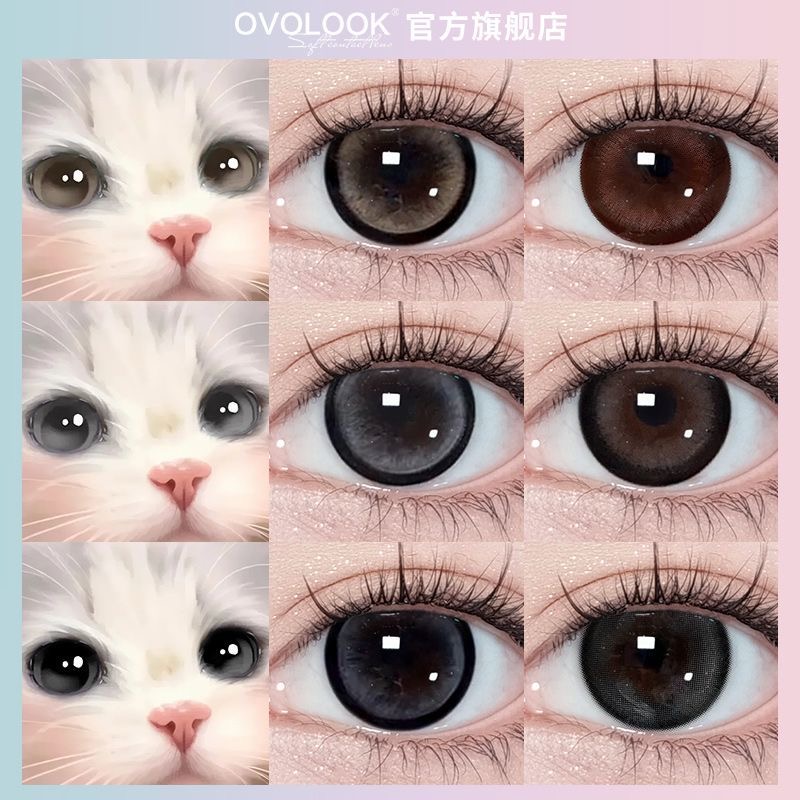 OVOLOOK半年抛美瞳粗锁边大直径黑棕色哈基米同款隐形眼镜旗舰店N