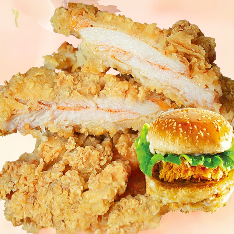 盈泰香辣鸡腿堡12片汉堡专用裹粉劲脆鸡排汉堡店kf鸡排脆肉堡肉饼