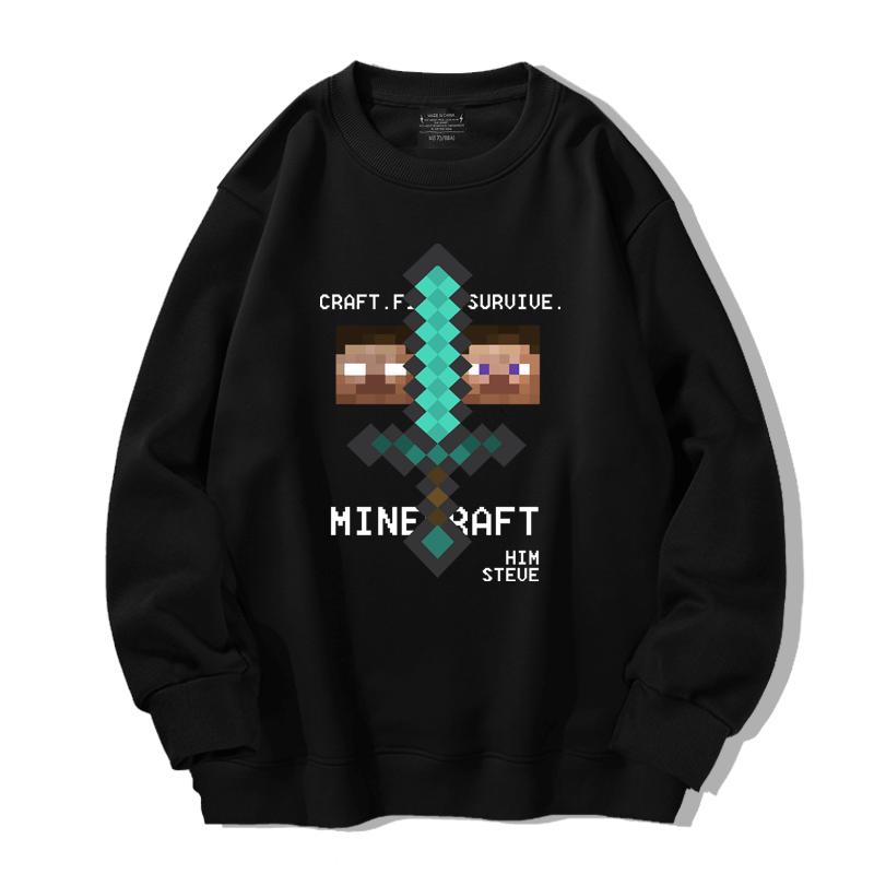 我的世界HIM史蒂夫Minecraft游戏圆领卫衣宽松外套上衣服长袖套头