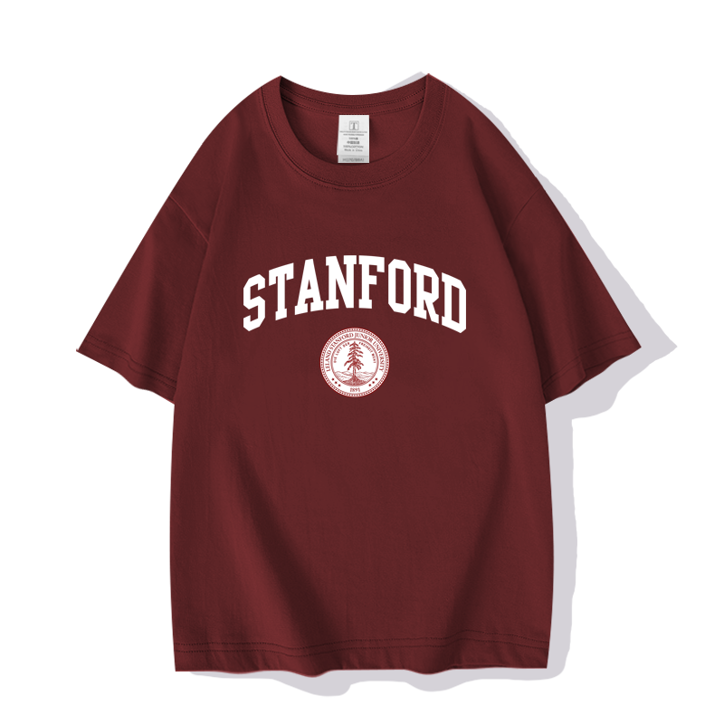 斯坦福大学欧美学院派毕业纪念活动考研留学短袖T恤衫男纯棉半袖