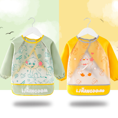 防水吃饭衣宝宝罩衣带饭兜护衣全防水围裙儿童反穿衣免洗一擦