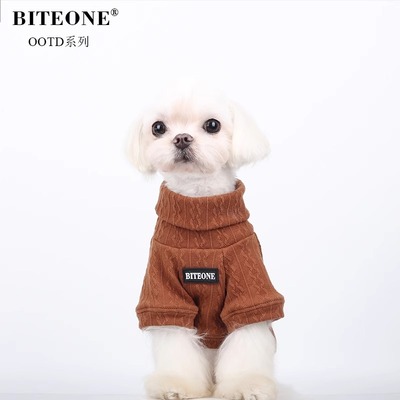 BITEONE【反转焦糖】猫咪狗狗秋冬衣服英伦风高领薄款毛衣