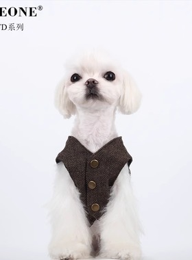 BITEONE【圣约翰】 猫咪狗狗衣服小型犬秋冬新款英伦风马甲约克夏
