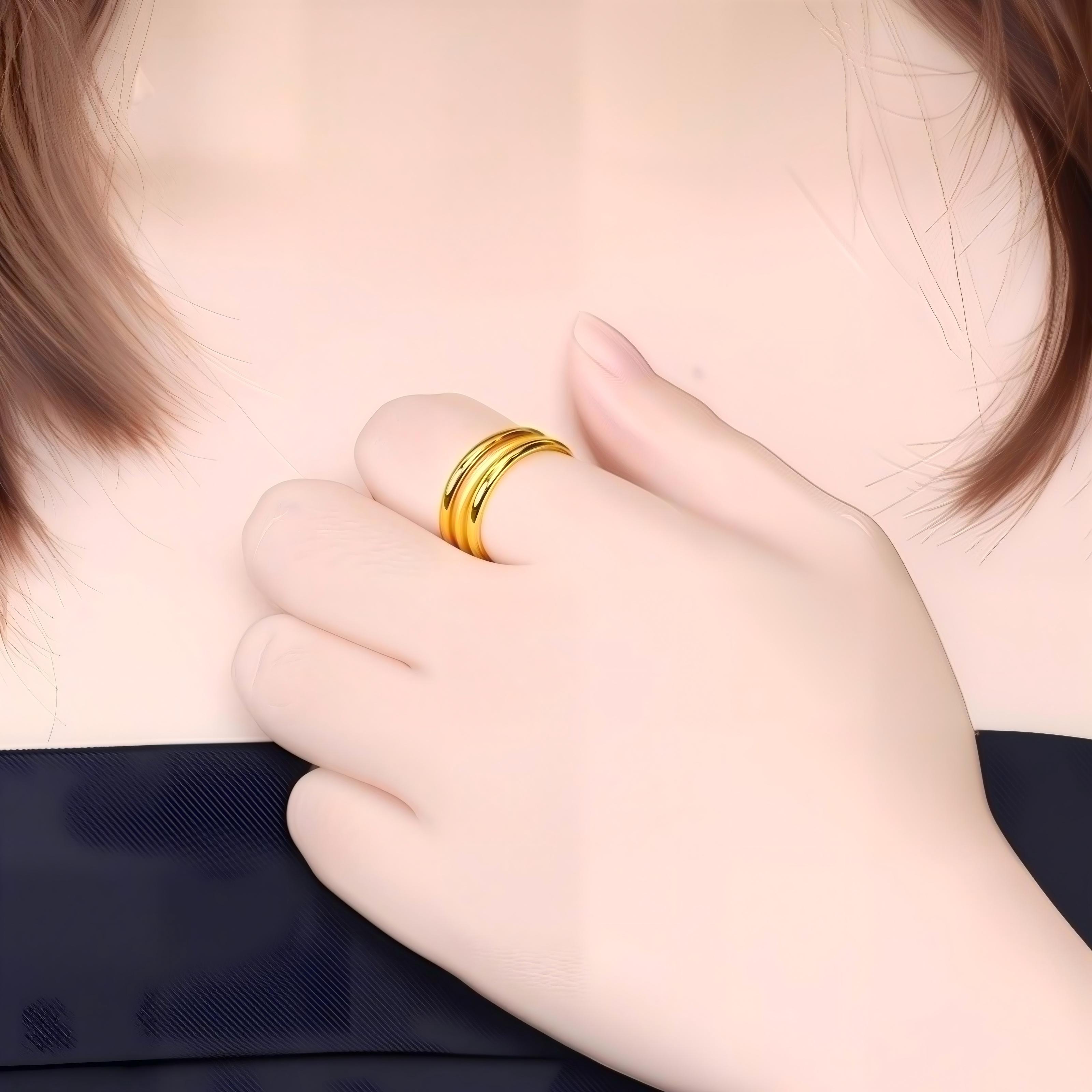 足金999三生素戒古法素圈戒指
