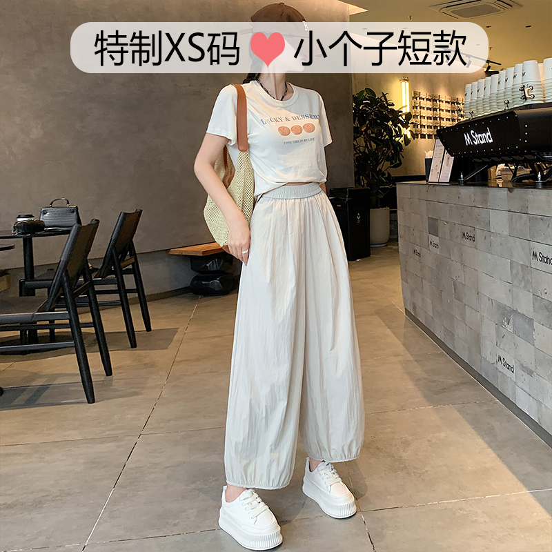 夏季冰丝亚麻萝卜裤女小个子休闲