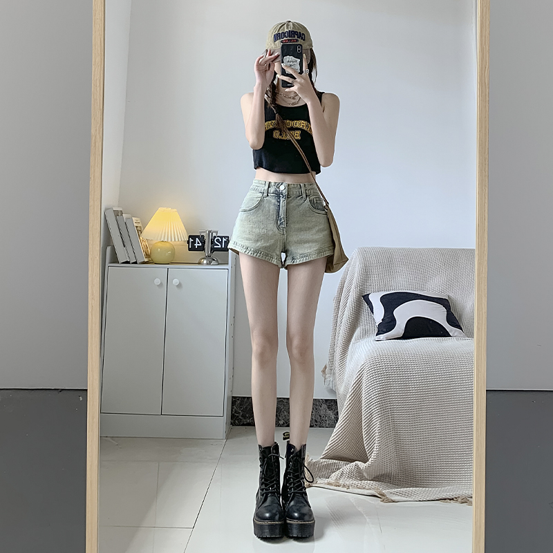 小个子高腰弹力显瘦直筒a字短裤