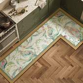 Yesenia美式 L型厨房地垫专用转角硅藻泥脚垫子防滑速干易打理地毯