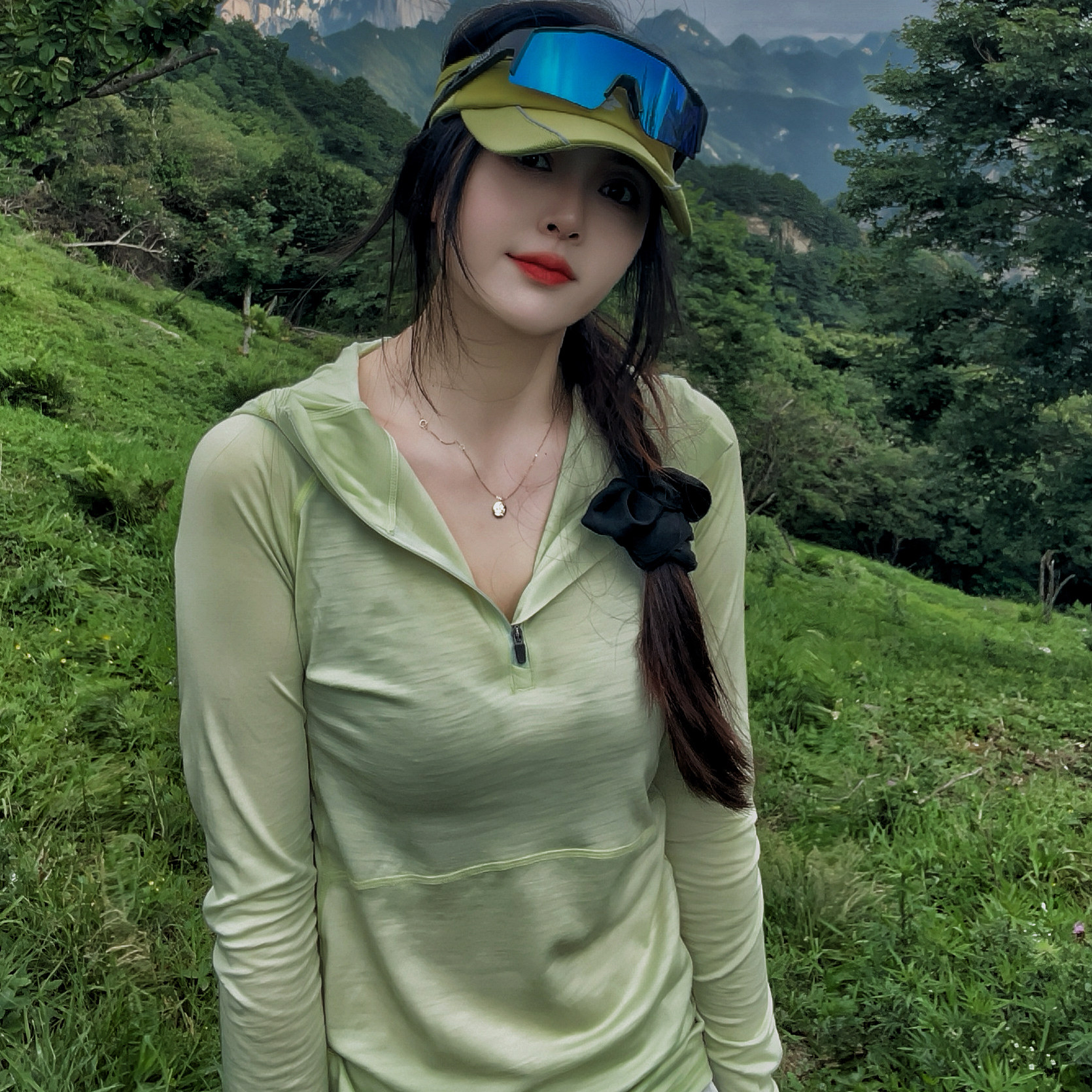灰壳美利奴羊毛速干衣女卫衣连帽衫美丽诺套头春夏防晒跑步半拉链