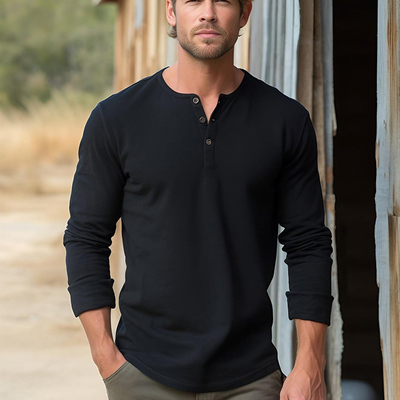 男士亨利领功能速干打底内衣上装