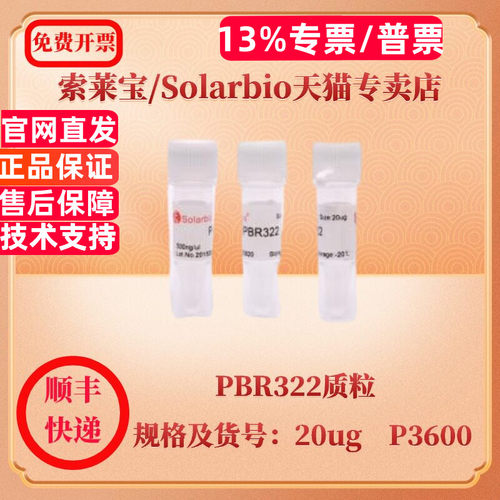 现货 索莱宝Solarbio PBR322质粒 20ug P3600 分子生物学 科研实验