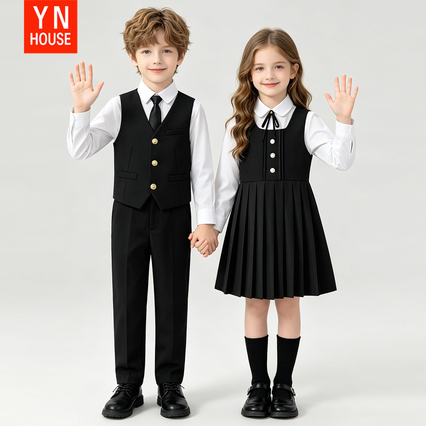 儿童班服套装小学生马甲校服连衣裙表演服幼儿园园服英伦风演出服