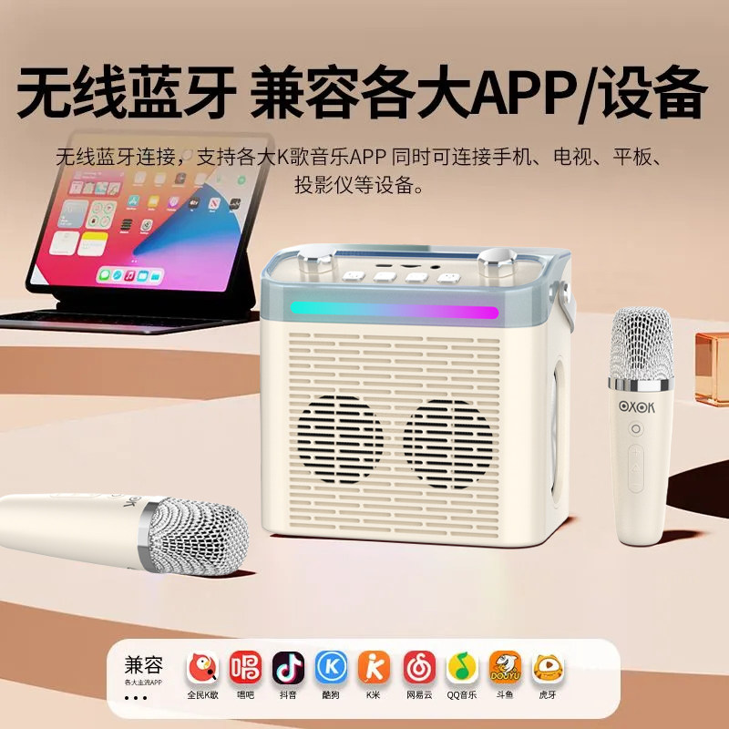 撩音P5E无线K歌音响便携式音箱无线麦克风高保真蓝牙KTV家庭娱乐