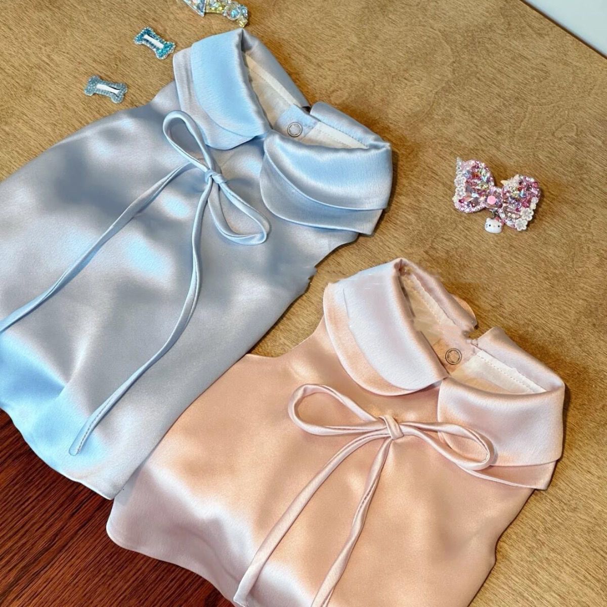 轻奢丝滑居家服睡衣吊带裙马尔济斯约克夏可爱狗狗衣服