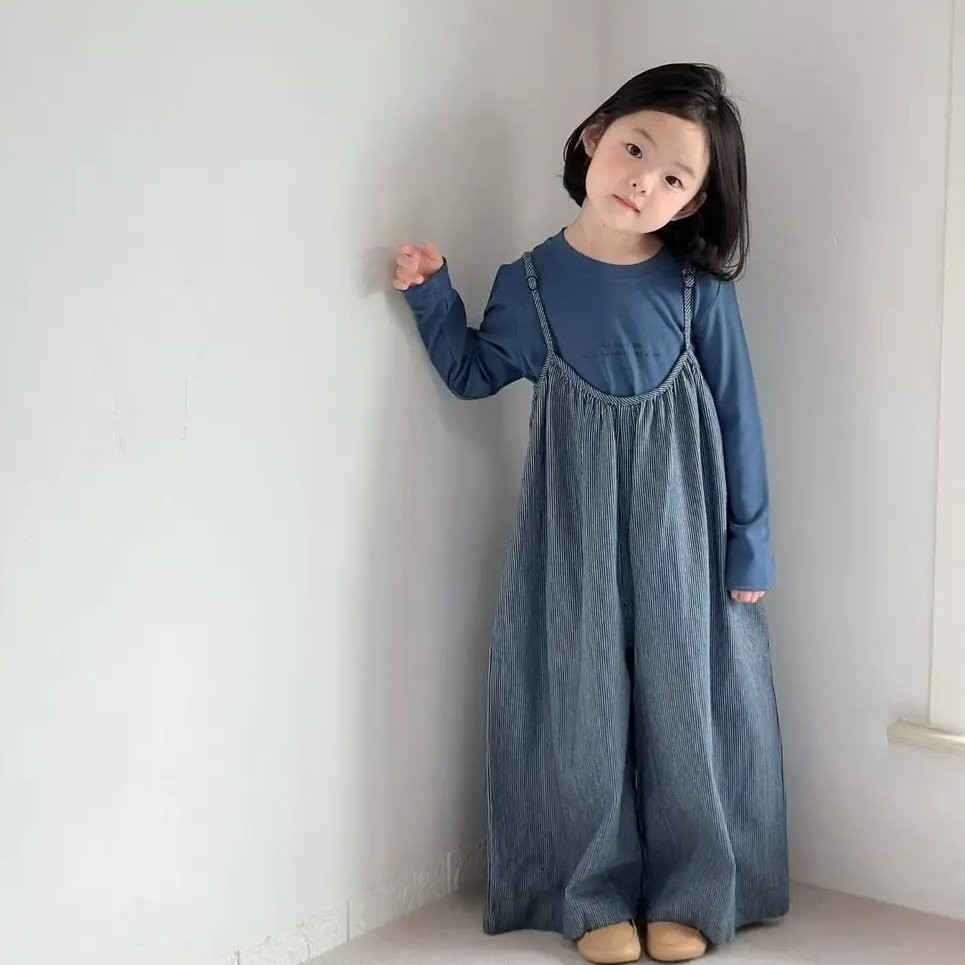女童春秋韩系背带裤两件套
