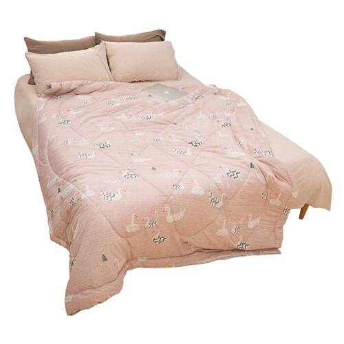 香芋谷色夏凉被双人薄被子水洗棉轻柔双面卡通印花清新空调被春秋