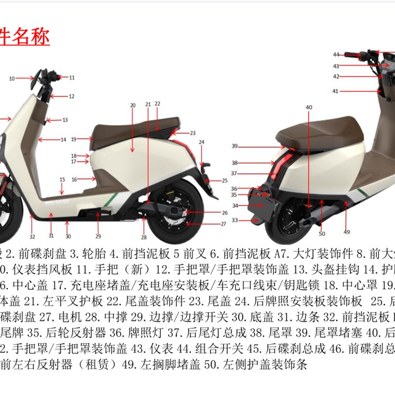 小牛新款G400/G400T电动车外壳车壳前挡泥板前S面板烤漆件原厂配