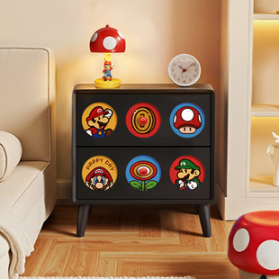 玛利欧卡通家用卧室实木床头柜儿童房小型男孩可爱创意床边收纳柜
