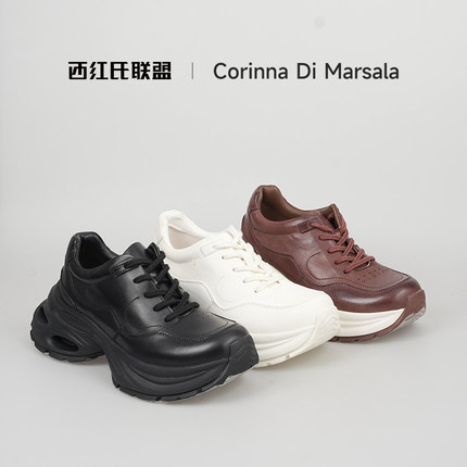 【西红氏联盟】水洗马皮~2025冬季新款复古马皮增高老爹鞋女跟高7