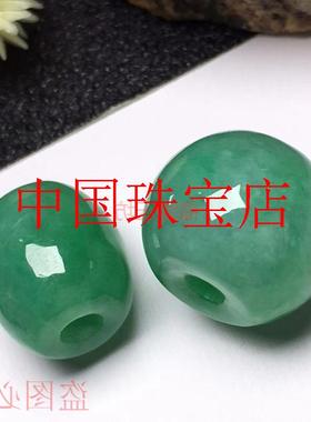 缅甸翡翠色精选料冰糯种满绿阳绿路路通吊坠挂件圆珠桶珠项链送礼