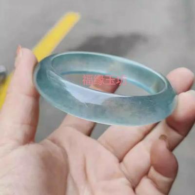精选冰种晴水天青冻玉镯子天空蓝翡翠色蓝水玉石手镯高级感百搭款