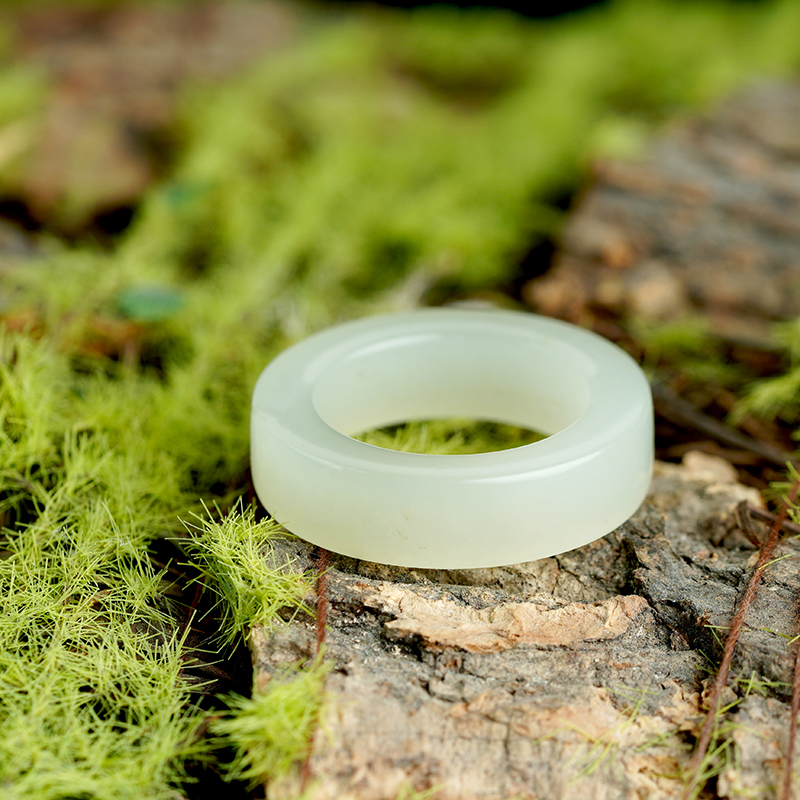 原创手工和田玉色戒指素圈男女同款白玉戒指玉指环和田玉扳指送礼