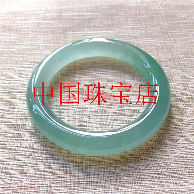 精选缅甸冰种翡翠色手镯圆条玉石油青晴水料圆润镯子简约玉镯饰品