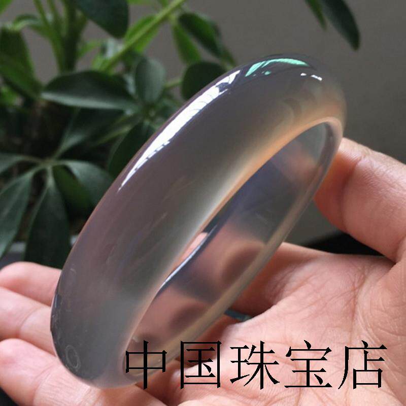 高端精品玉手镯冰种巴西烟灰玉髓玉镯子女少女玛瑙旺夫年轻圆条款
