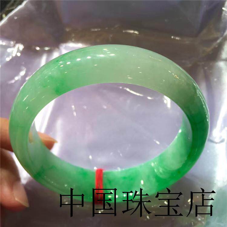 缅甸老坑冰糯种飘阳绿翡翠色玉镯子帝王绿宽版玉石手镯高级感女款