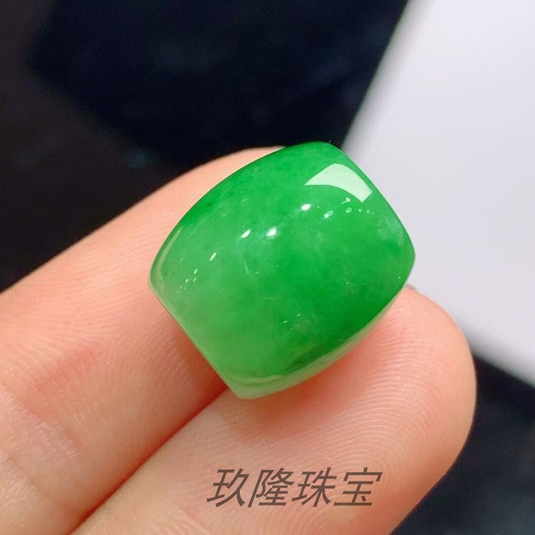 缅甸翡翠色绿珠子冰种阳绿路路通吊坠转运珠镇店满绿桶珠锁骨项链