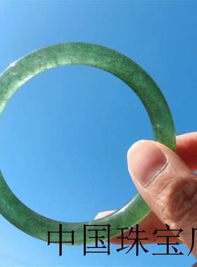 高端绿草莓晶细圆条手镯女冰种孔雀绿叮当镯玉镯绿色水晶饰品镯子