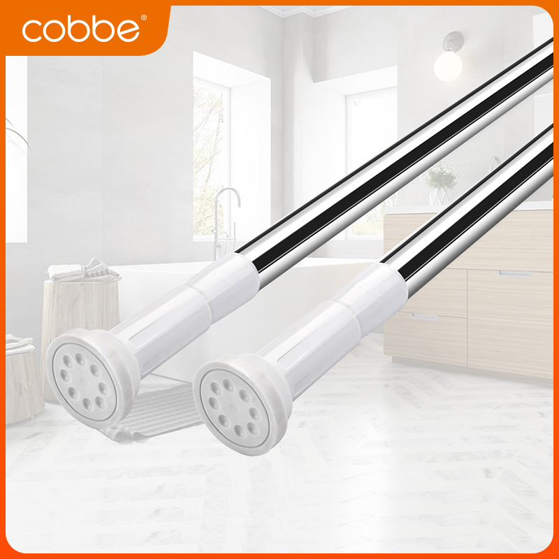 卡贝免打孔伸缩杆免钉晾衣杆衣架不锈钢窗帘挂杆浴帘门帘衣柜撑杆