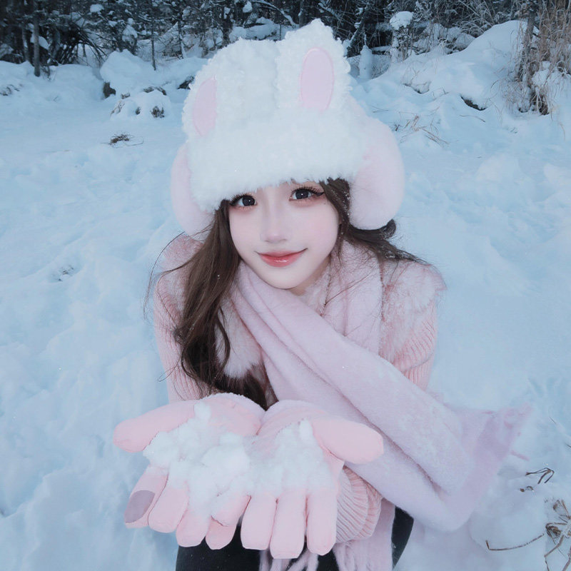 兔兔毛绒可爱兔子耳朵帽子女秋冬季针织保暖加厚显脸小护耳包头帽,服饰配件/皮带/帽子/围巾,帽子,淘宝优惠券,粉丝福利购,淘宝优惠卷