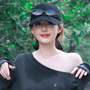 许我耀眼赵露思同款 黑色棒球帽女秋冬简约宽帽檐显脸小百搭鸭舌帽