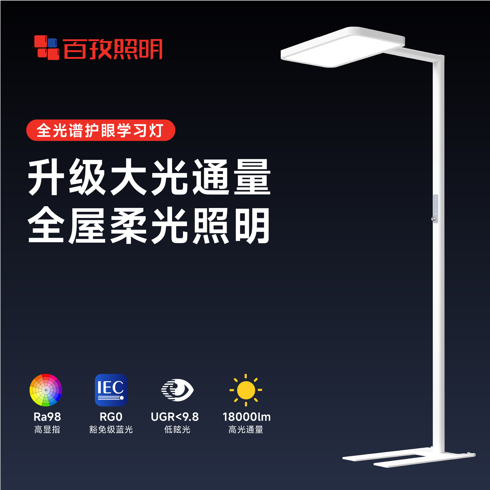 【Ultra版180W】百孜护眼大路灯落地灯儿童阅读灯钢琴灯