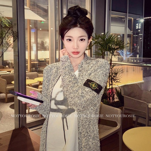 潮牌宽松重磅中长款 刺绣土星针织衫 外套女 2025秋季 韩国首发