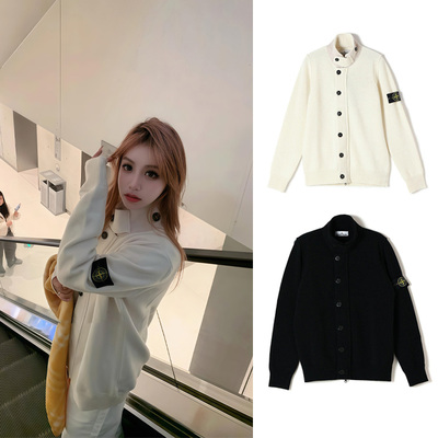 LUKIRA外套刺绣标韩系高领针织开衫女秋冬潮牌宽松慵懒毛衣外套