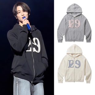 秋冬 连帽拉链开衫 韩国illigo卫衣外套女张元 英崔志宇同款