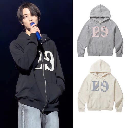 韩国illigo卫衣外套女张元英崔志宇同款连帽拉链开衫秋冬