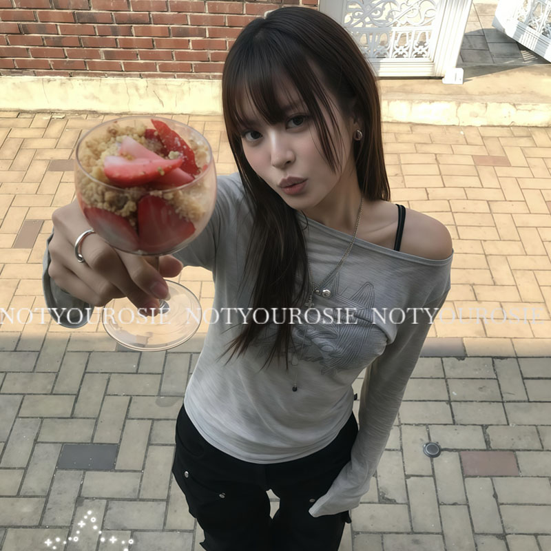 韩国Gila ArchiveT恤衬衫字母翅膀设计字肩罩衫 jisoo Jennie同款