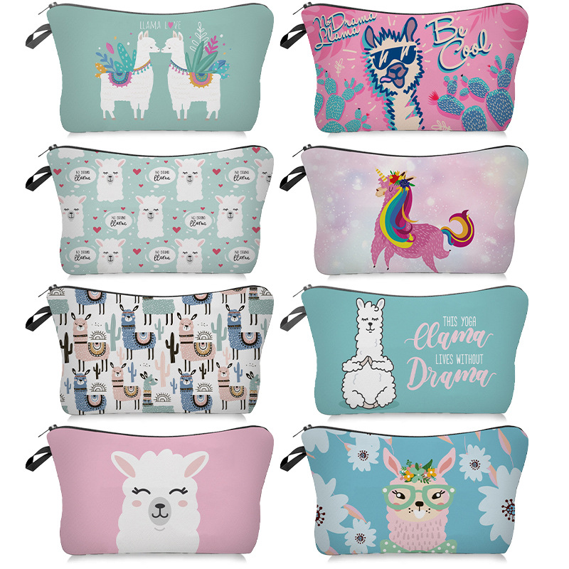 卡通羊驼化妆包手拿包化妆洗漱包