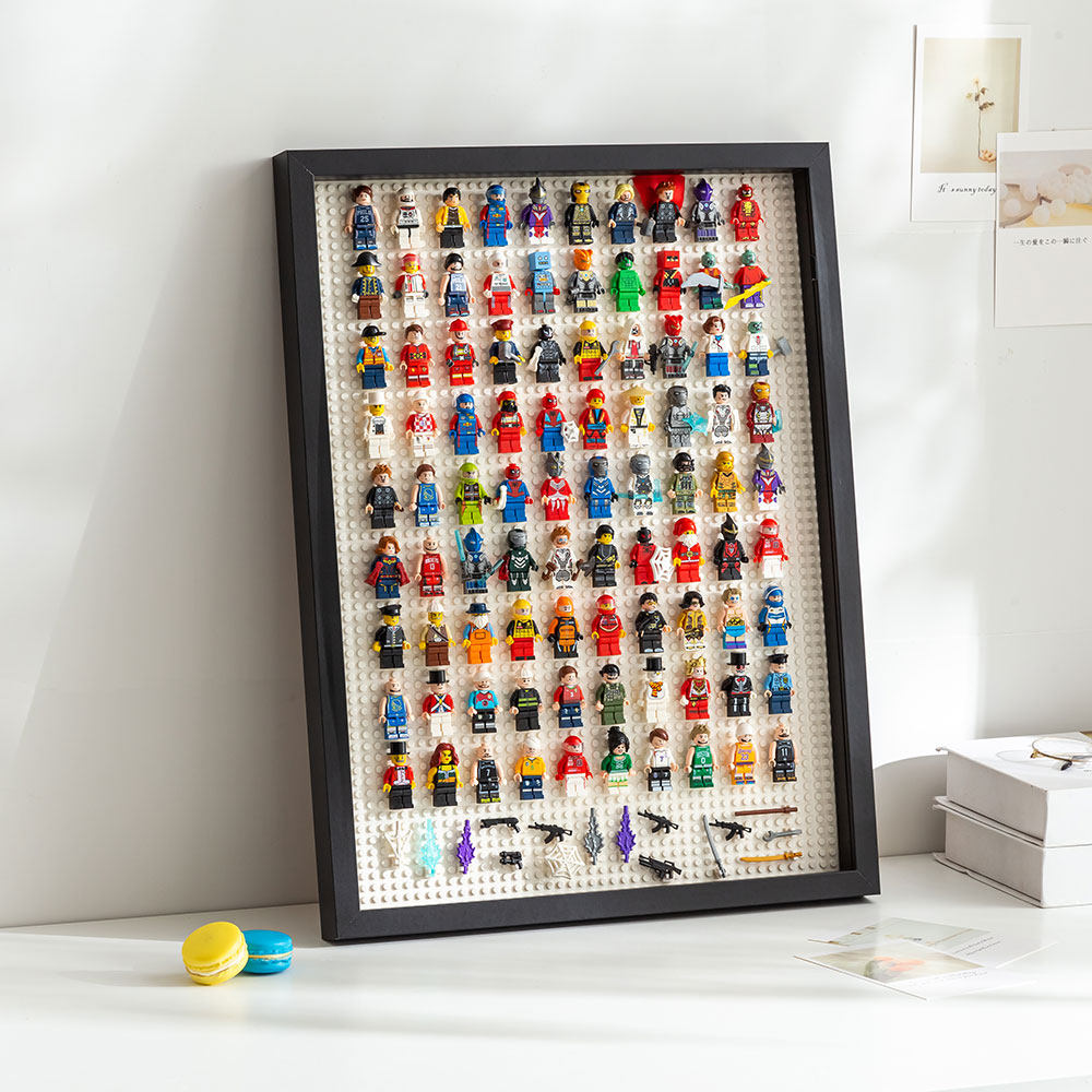 积木人仔相框收纳兼容乐高小人公仔展示盒挂画儿童拼装六一儿童节