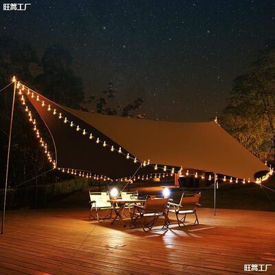 防雨网红大号凉棚沙滩抖音蝶形露营装备海边防晒黑胶枫叶天幕户外